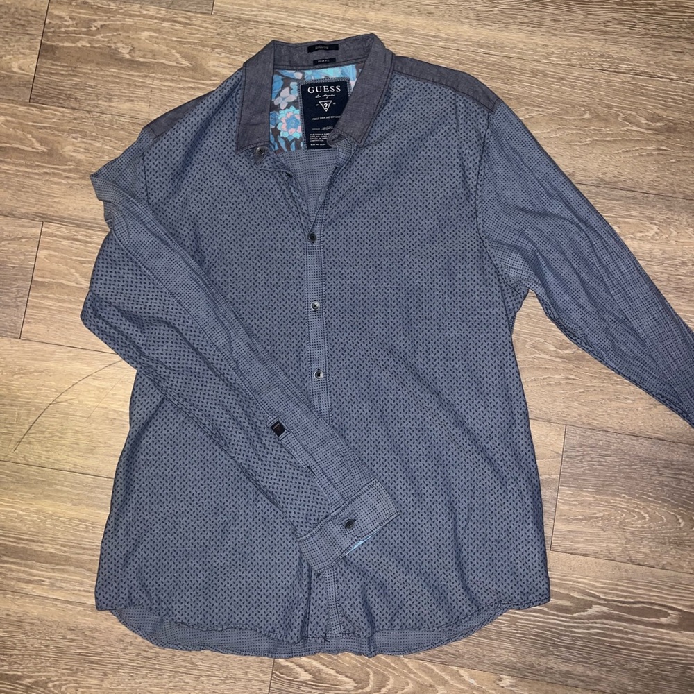 Blue Guess slim fit button down XL
